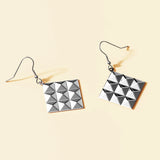 Bullion Gold Fascination Geometric Style Diamond Shape Metallic Earrings White Gold