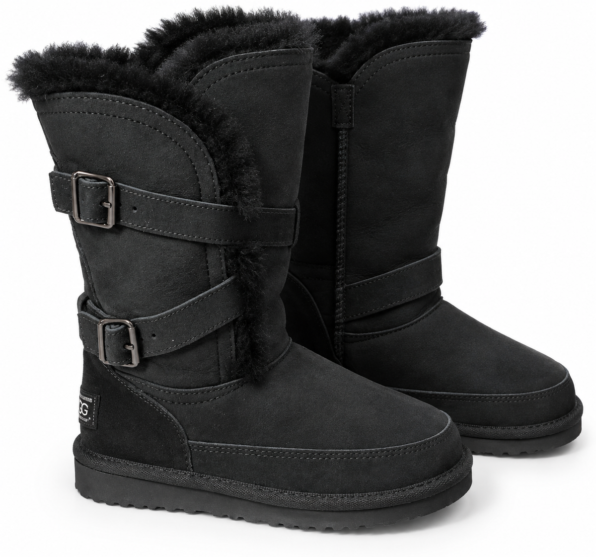Australian Leather Ugg Clasicc Short Double Buckle - Black - AU4