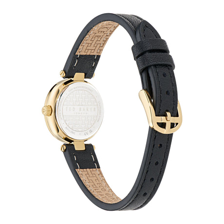 Ted Baker Womens Jolyye Crystal 24mm Gold-Tone Black Leather Watch