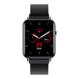 Bluetooth Smart Watch 1.69" 2.5D Touch Screen Call Heart Rate Blood Pressure BT 5.0 - Black Metal