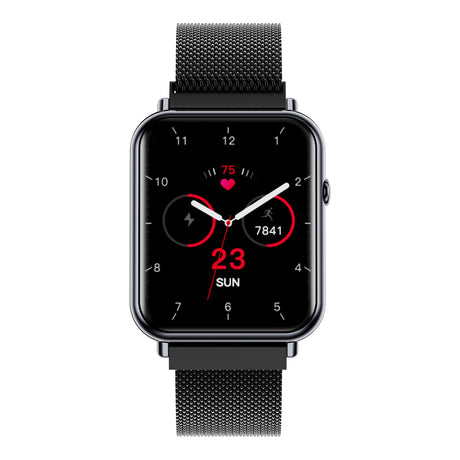 Bluetooth Smart Watch 1.69" 2.5D Touch Screen Call Heart Rate Blood Pressure BT 5.0 - Black Metal