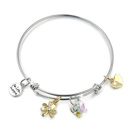 Krystal Couture Inspiring Adjustable Charm Bangle Embellished with SWAROVSKI Crystals