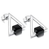 Bullion Gold Modern Geometric Style Stud Earrings Circles White Gold
