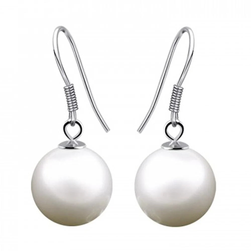 Solid 925 Sterling Silver Lady Pearl Earrings