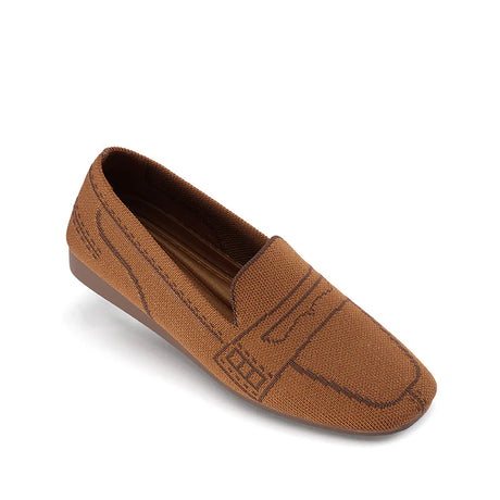 Comfortable Slip On Square Toe Loafers - Brown