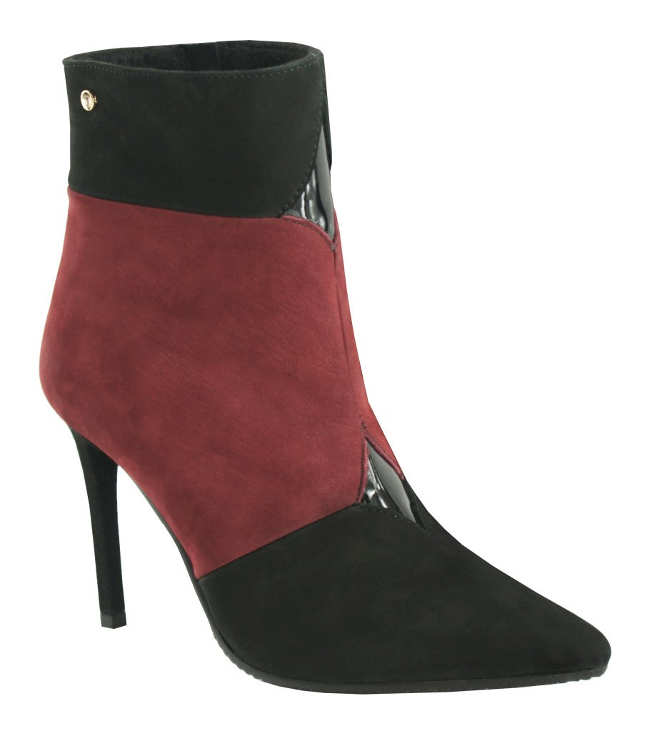 Bosccolo Womens Spike Heel Boots - Maroon/Black Nubuk