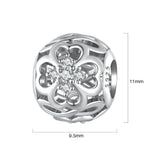Solid 925 Signature Silver Crystal Clover Charm
