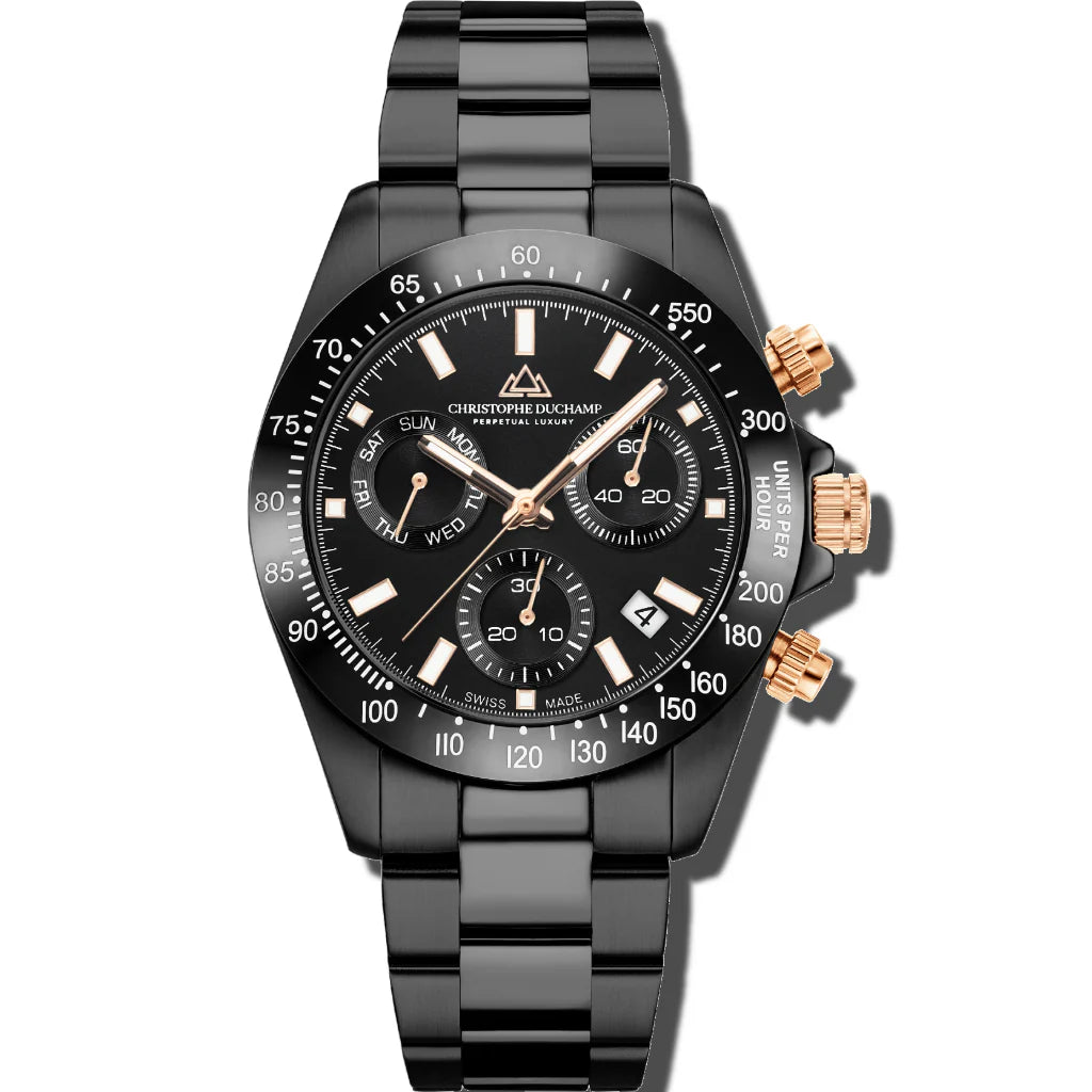 Christophe Duchamp Grand Mont Ceramic - Black Dial & 316L Stainless Steel Strap