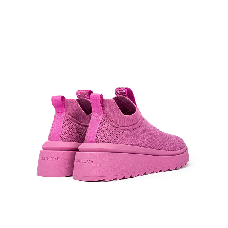 Slip-On Knit Wedge Sneakers - Fuchsia