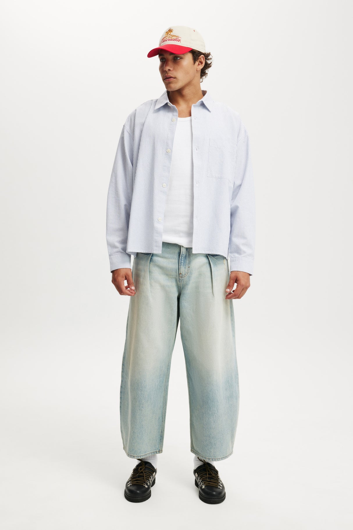 Cotton On Men's Pleat Jeans - Rampage Blue