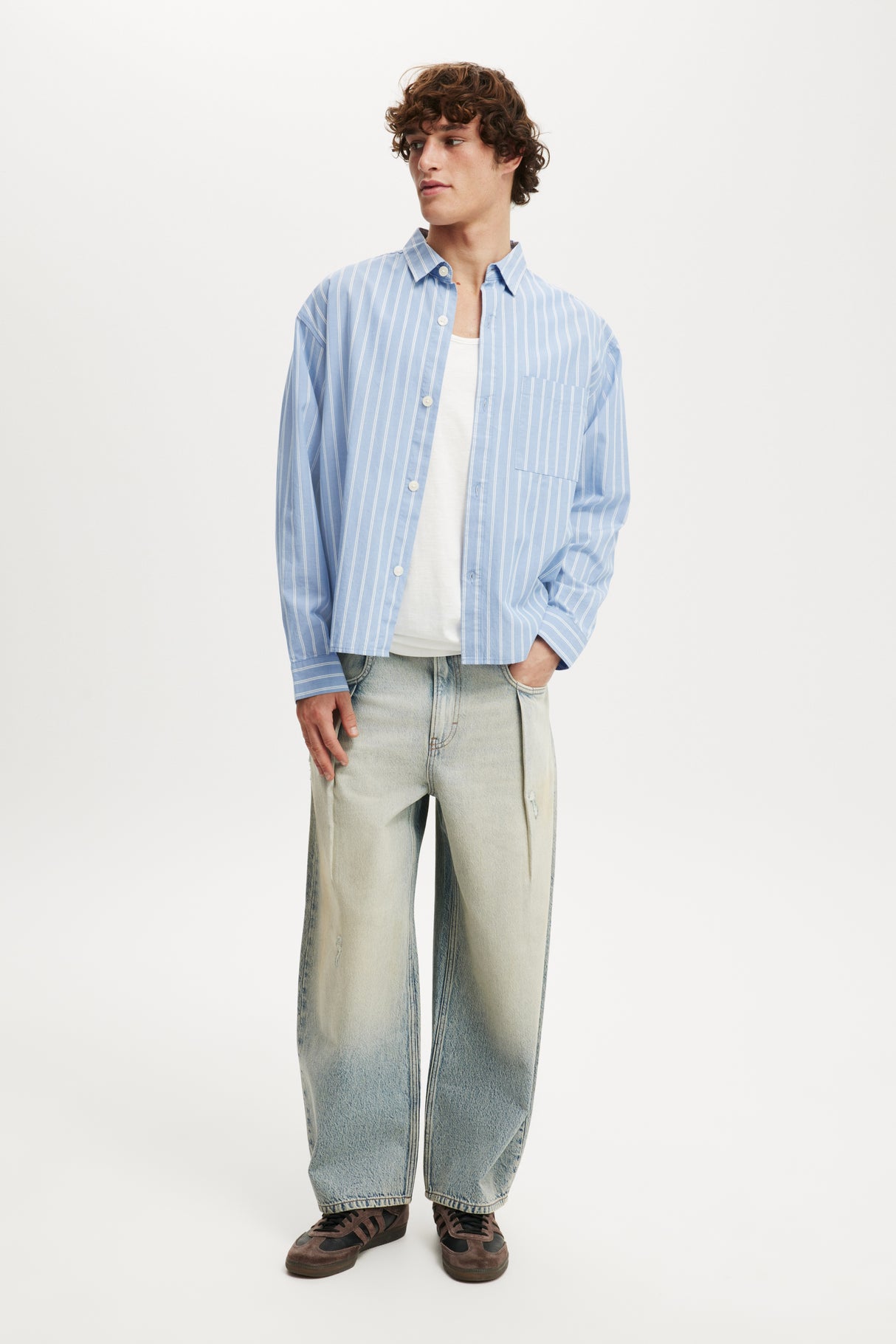 Cotton On Men's Pleat Jeans - Rampage Blue