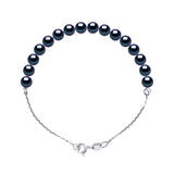 Bracelet Real Cultured Freshwater Pearl Round 6-7 mm - Black Tahiti - Longueur 42 cm