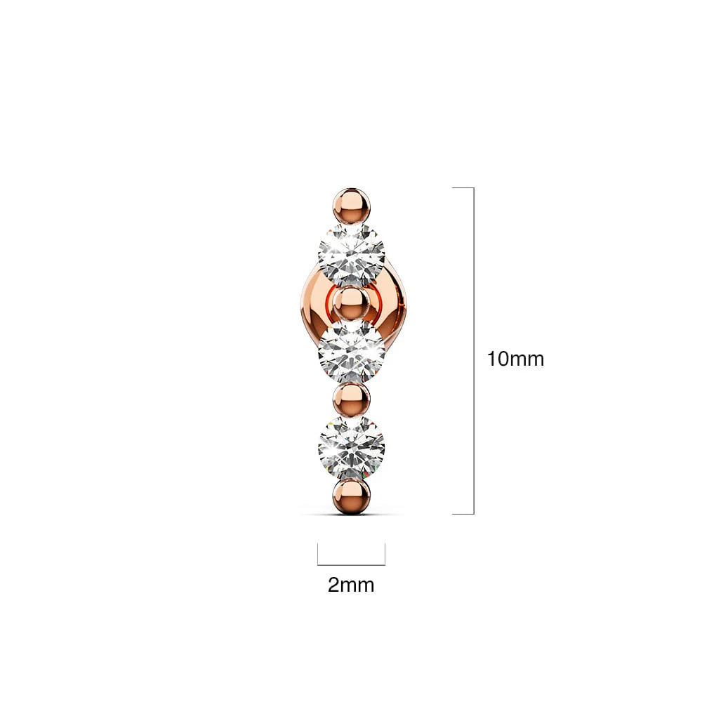 Triple Zircon Cluster Stud Earrings In Rose Gold