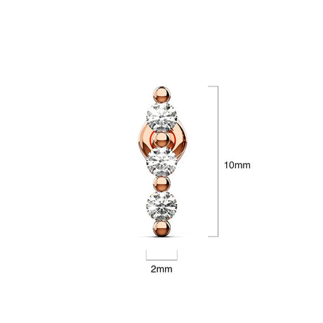 Triple Zircon Cluster Stud Earrings In Rose Gold