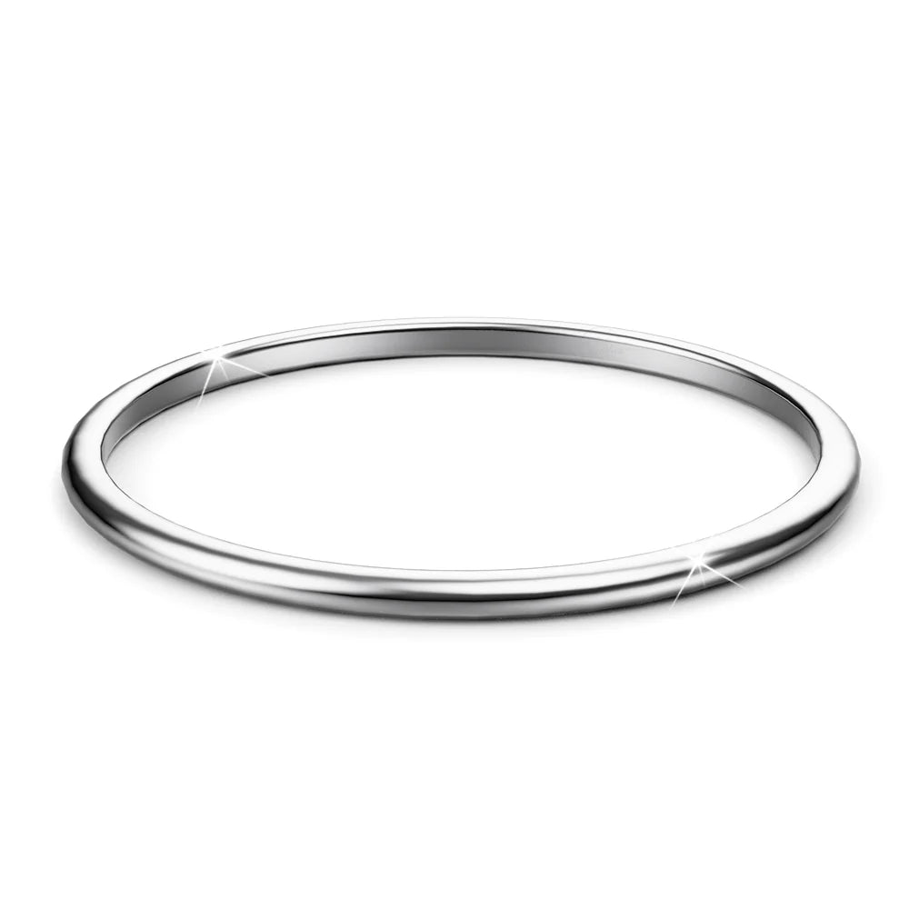 Solid 925 Sterling Silver Round Tubular Stacking Ring