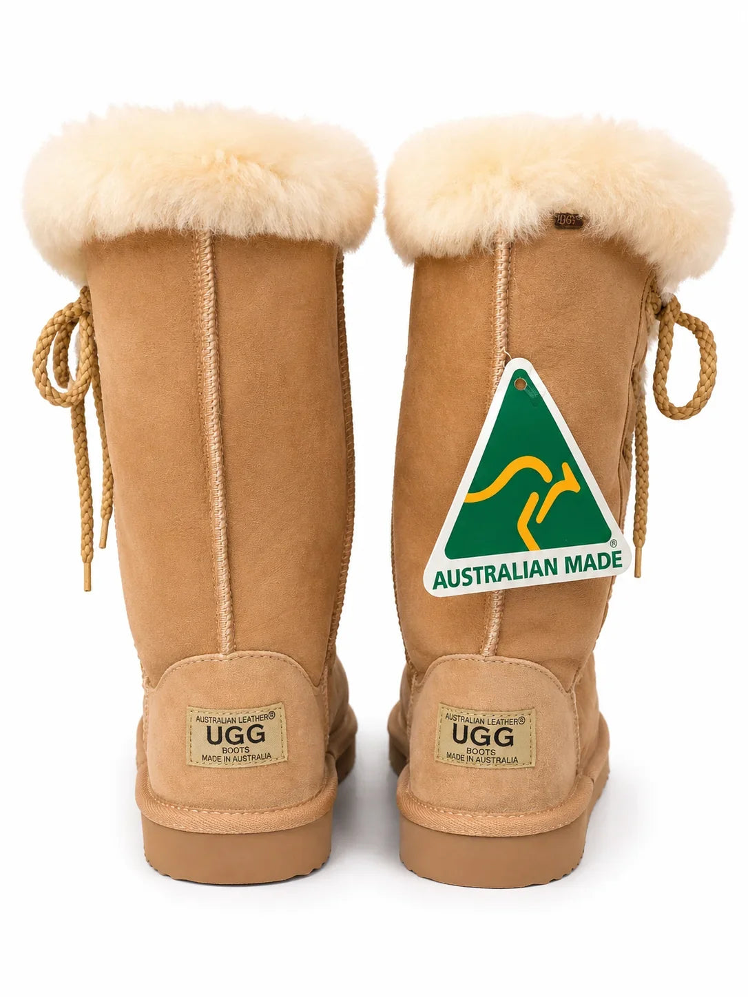 Australian Leather Ugg Tall Fur Cuff Lace Up - AU6