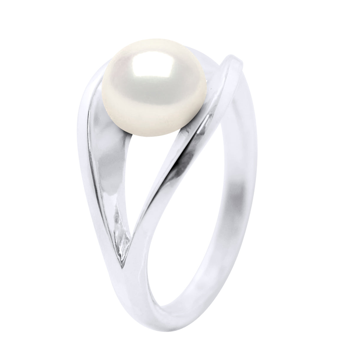 Ring Real Cultured Freshwater Pearl Button 8-9 mm - "Natural Pearl White" - Longueur 42 cm