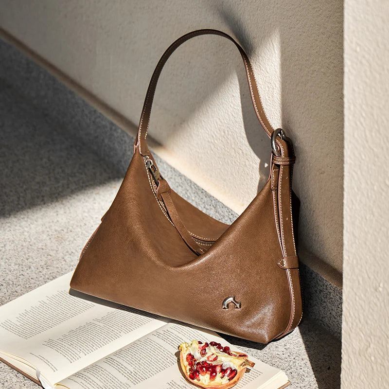 Nalandu Vintage Slouchy Leather Shoulder Bag - Brown