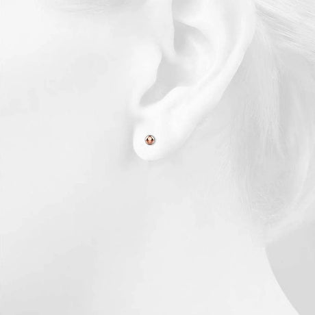 Bullion Gold Glitter Ball Stud Rose Gold Layered Earrings 4mm