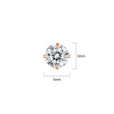 Solid 925 Signature Silver Mary Anne Crystal Stud Earrings In Rose Gold
