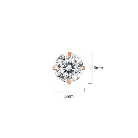 Solid 925 Signature Silver Mary Anne Crystal Stud Earrings In Rose Gold