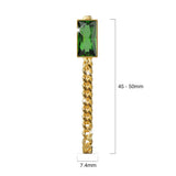 Bullion Gold Green Zirconia Dangly Stud Earrings - 45mm
