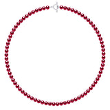 Necklace of Real Cultured Freshwater Pearls and Round 6-7 mm - Cherry - Length 55 cm