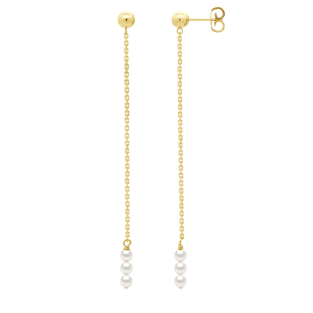 Earrings Trio - Natural Pearl White - Longueur 18 cm
