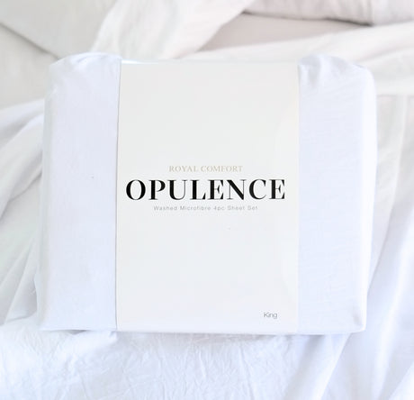 Royal Comfort Opulence Washed Microfibre Sheet Set White