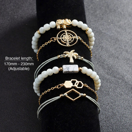 Bohemian 6-Piece Charm Bead Bracelet Set