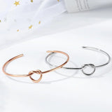 Bullion Gold Single Knotted Tie Promise Open Cuff Bangle in Rose Gold Layered Steel Jewellery