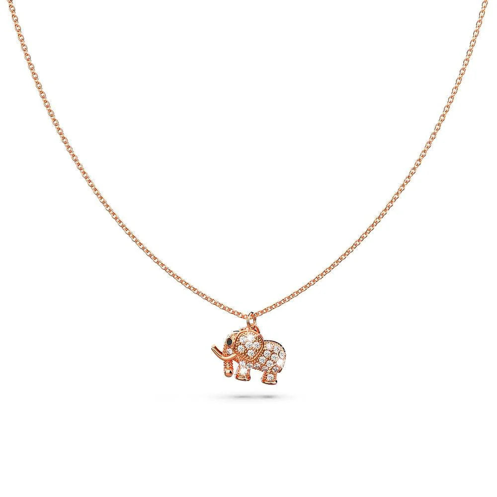 Bullion Gold Lucky Elephant Necklace in Rose Gold Layered Stainless Steel