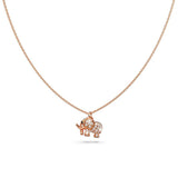 Bullion Gold Lucky Elephant Necklace in Rose Gold Layered Stainless Steel