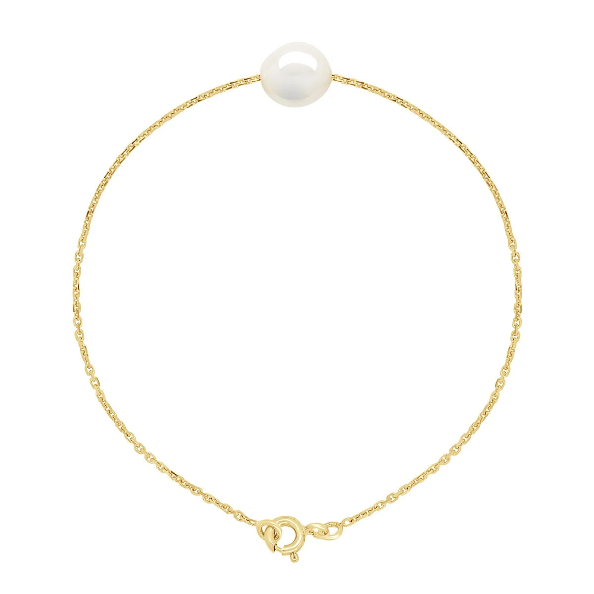 Bracelet Baroque Baroque Freshwater Pearl White Yellow Gold 8-9mm
