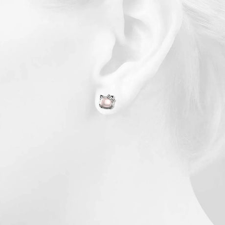 Bullion Gold Hello Kitty Soft Pink White Gold Layered Stud Earrings