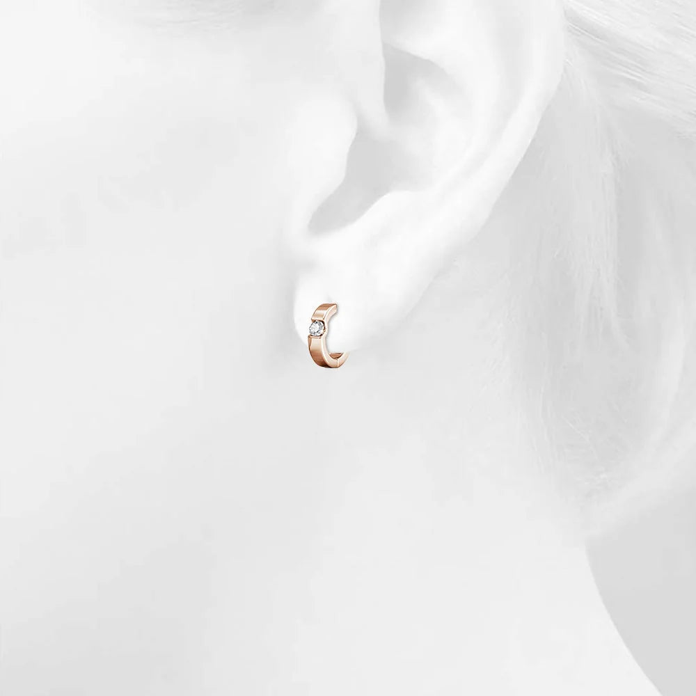Krystal Couture Center Stone Huggie Earrings Embellished with SWAROVSKI Crystals
