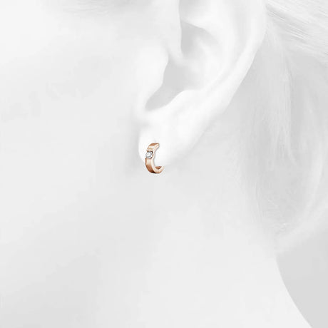 Krystal Couture Center Stone Huggie Earrings Embellished with SWAROVSKI Crystals