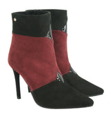Bosccolo Womens Spike Heel Boots - Maroon/Black Nubuk