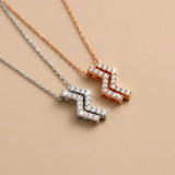 Krystal Couture Zigzag Pendant Necklace in Rose Gold Embellished with SWAROVSKI Crystals