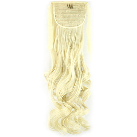 Light Blonde 22" Hair Extension Synthetic Hair Ponytail Curly Wavy Ribbon
