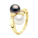 Ring Toi & Moi Freshwater Pearl & Diamond Yellow Gold
