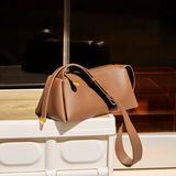 Nalandu Minimalist Leather Baguette Shoulder Bag - Brown
