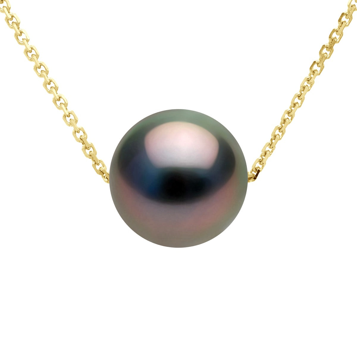 Necklace Real Cultured Tahiti Pearl Passing Through Round 8-9 mm - Longueur 18 cm