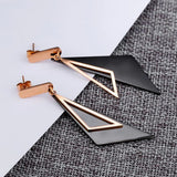 Bullion Gold Modern Geometric Style Dangle Earrings Duo Scalene