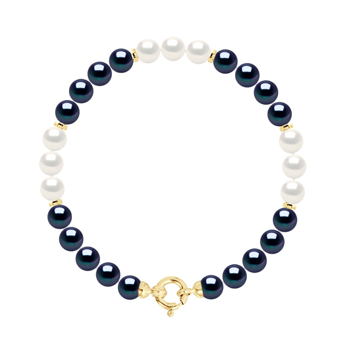 Bracelet - Black Tahiti + Natural White - Longueur 18 cm