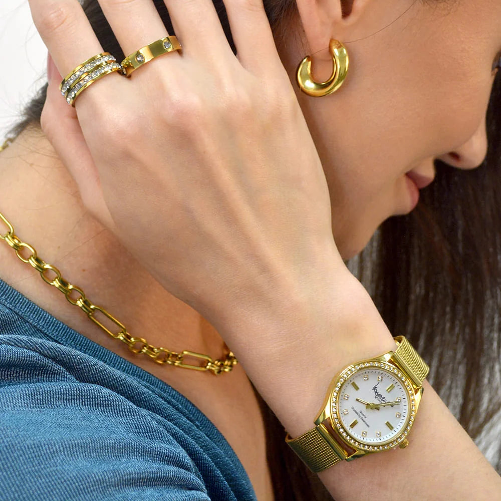 Krystal Couture Sensational Lux Gold on White Watch Embellished with SWAROVSKI® Crystals