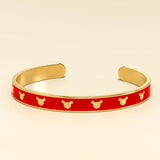 Bullion Gold Mickey Mini Enamel Cuff Bangle Red Gold