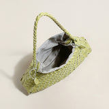 Mini Woven Trapezoid Drawstring Shoulder Bag - Avocado