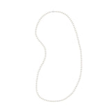 Necklace- Long Necklace Real Cultured Freshwater Pearls Semi Round 6-7 mm - Natural Pearl White - Length 75 cm