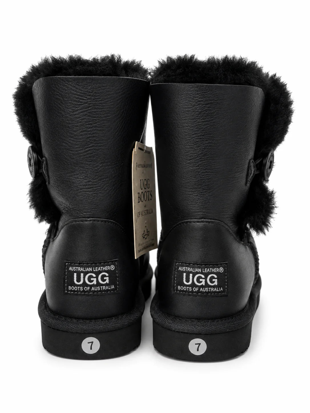 Australian Leather Ugg 1Button Leather - Black - AU5